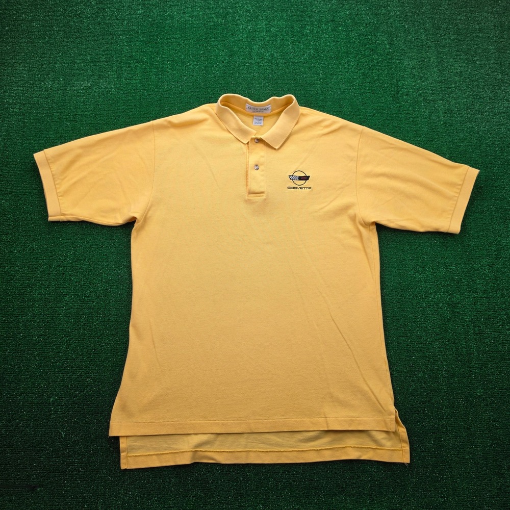 Vintage Outer Banks Reserve Corvette Embroidered Polo Shirt Mens Large Yellow